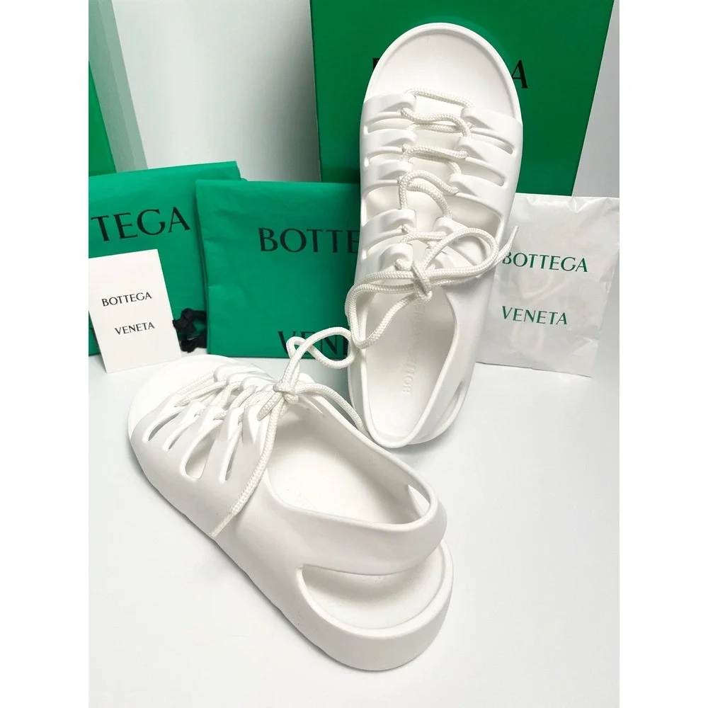 Bottega Veneta Men's 667220 White Lace-up open sandals shoe, sz 40